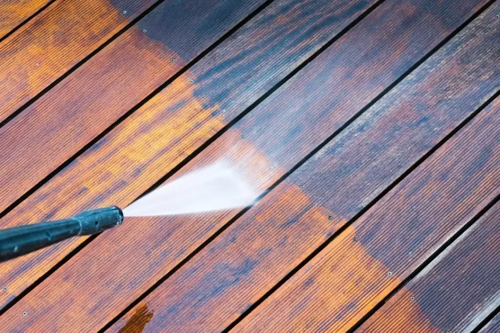 pressure washing timber decking