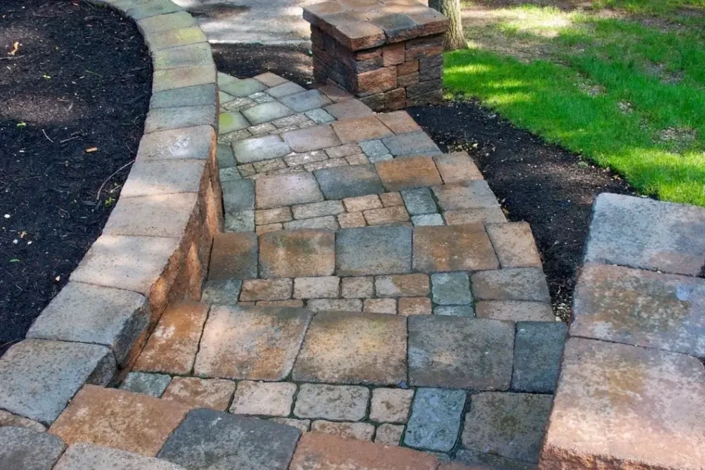 curved paver steps